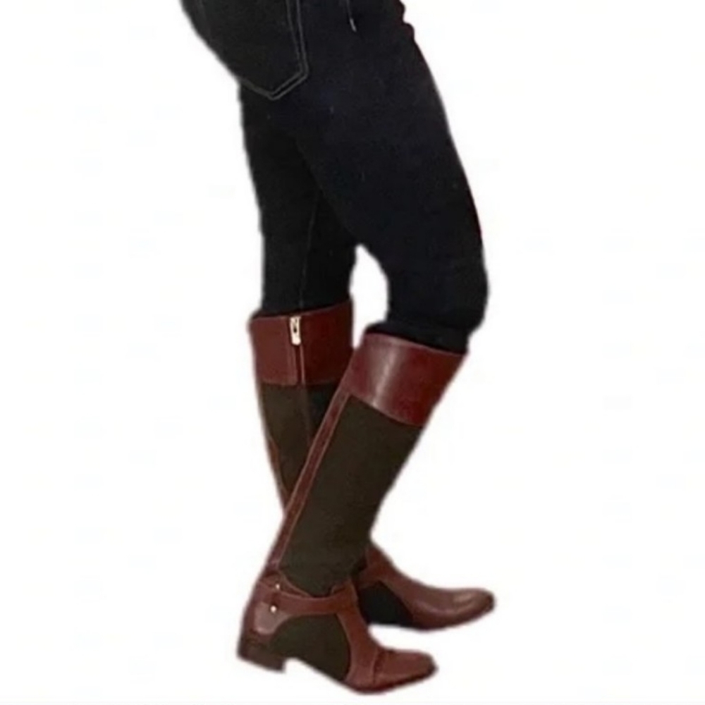 Antonio Melani Erna Riding Leather Wool Knee High Sepia Olive Boots Rare - Picture 8 of 15